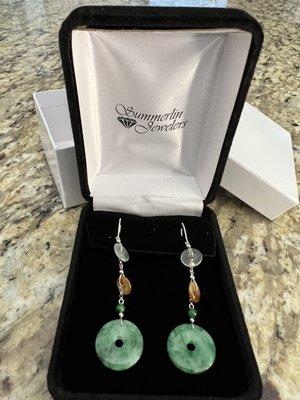 Real multi color jadeite earrings