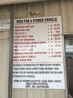 Prices as of 2017. If you get into an accident, you can go inside to get your stuff 24/7