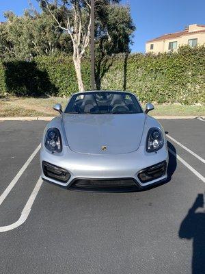 A Boxster GTS from Premier Sports Cars to the West Coast Beach - FRONT VIEW