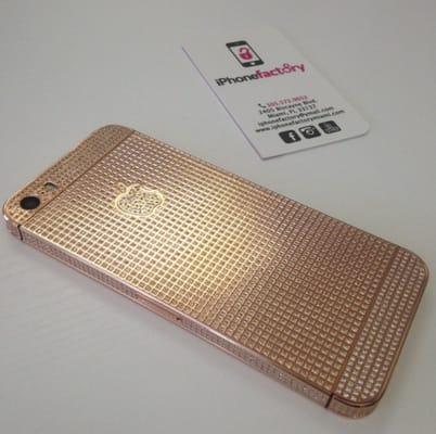 Pink gold rhinestone customized iPhone 5s