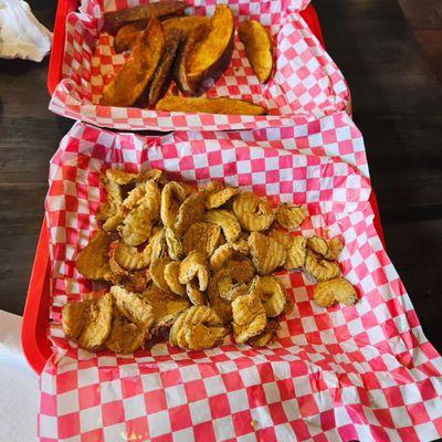 Potato wedges and  pickles