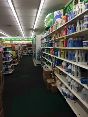 Cleaning supplies and small frozen food section