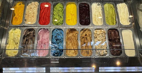 All the available Ice Creams.  I want to try the Mango and Banana Hazelnut on our next visit.