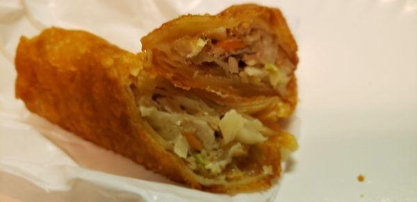 Inside the egg roll.