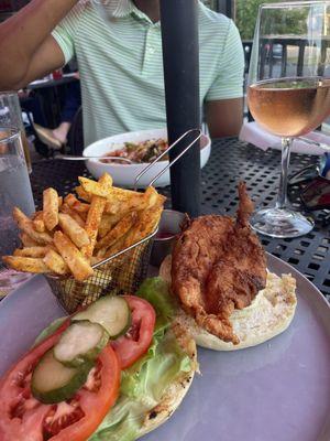 Fried chicken sandwich and fries