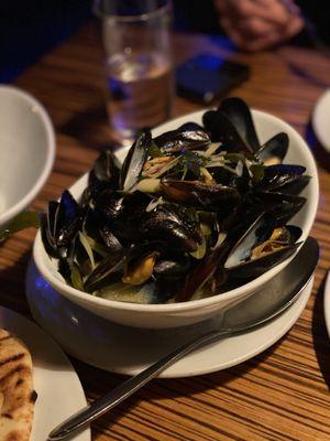 Mussels come with a flat bread