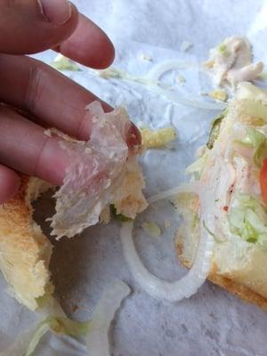 hoagie filled with deli paper