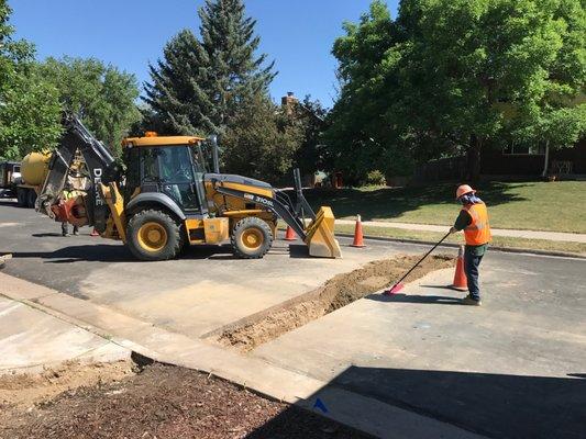 Backfill on a residential sewer replacement.