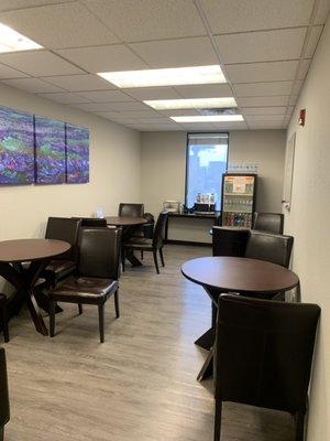 Lunch room with refreshments for customers.