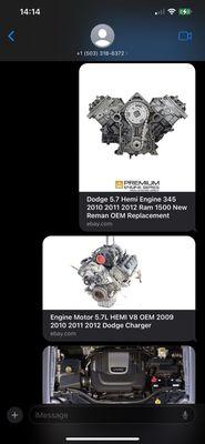 Engine blocks and nasty texts from shop