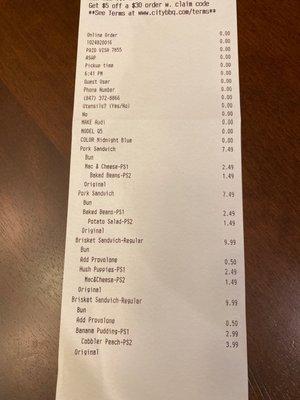 The photo shows an online order which states "original" which is the sauce we picked, with every sandwich.