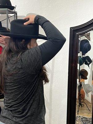 Trying on Stetson