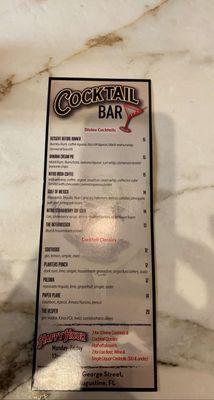 Dessert bar drink menu-Banana cream pie was delicious