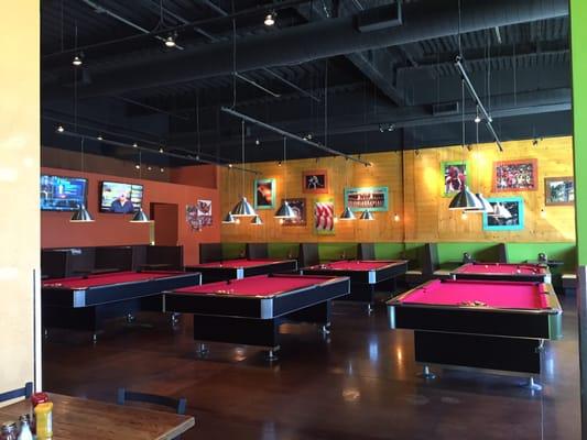 The sit-down tables and billiard tables (that used to be where the laser tag now is but they got moved here now).