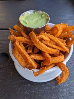 Sweet potato fries with an amazing jalapeno dip