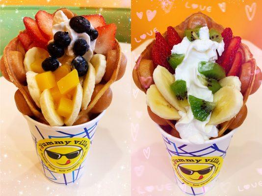 Come and share our amazing ice cream and bubble waffle N fruits.