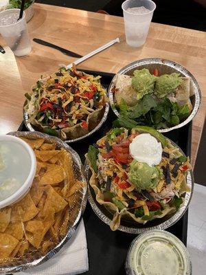 Burritos and taco salads