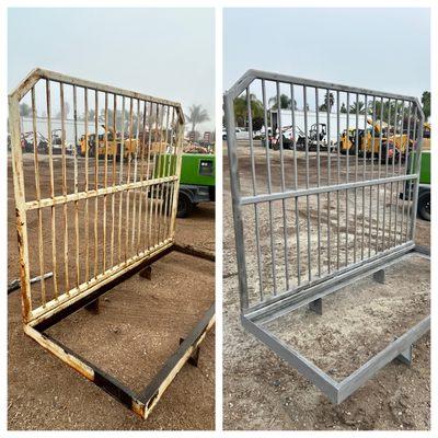 Metal Rack Sand Blast Before & After