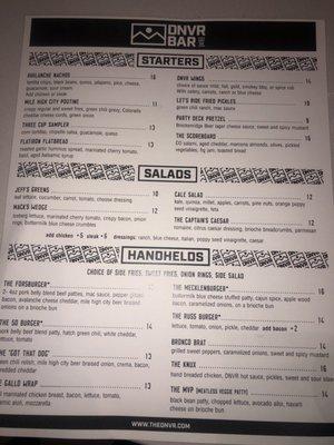 New menu! starters, salads + handhelds