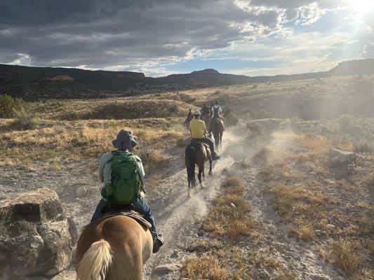 Before the storm, evening horseback.