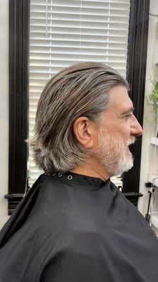 This gentleman came in with a hundred pounds of hair and left with the "Jeff Bridges"