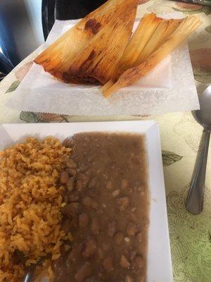 Pork Tamale rice and beans