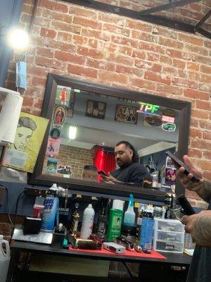 Getting faded up by the best barber I ever had.   Been coming here for over 4 years now that's how good EDDIE is!!!!!!!