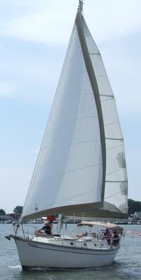 Sailing into Rock Hall Harbor