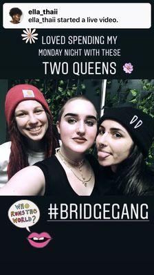 This is me and my friend with Julie! She pierced our bridges and my septum!