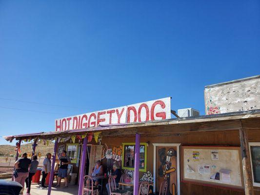 The entire little town is quiet except Hot Diggity Dog. This must be the place