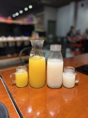 Mango Soju Cocktail (left), Lychee Coconut Cocktail (right)