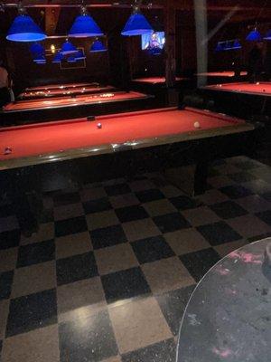 pool tables (eight)