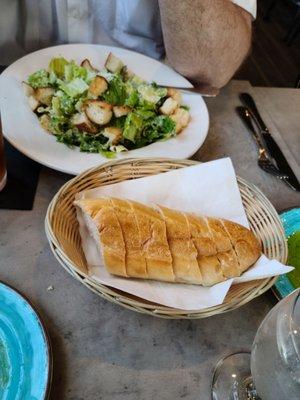 Ceaser salad and fresh rolls