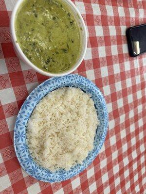 palak paneer & rice