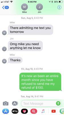 This was Mike claiming to go to the hospital. And Jim responded in the same thread