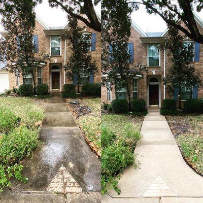 Sidewalk pressure washing before and after