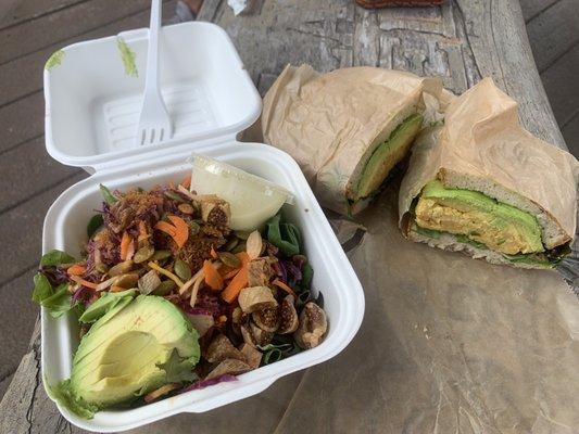 Chickpea Smash Sandwich and 1/2 Cabbage Carrot Fig Salad 7/30/21