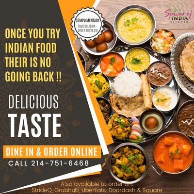 Come and taste the magic of Indian cuisine.
Spices of India Kitchen offers an authentic Indian Dining experience in in Irving, Texas.