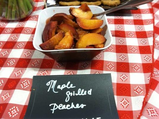 10th anniversary party: maple grilled peaches made from Boston Organics' produce. It tasted really good!!