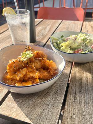 Shrimp and salad