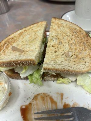 BLT with a side of fries that were eaten first before photo