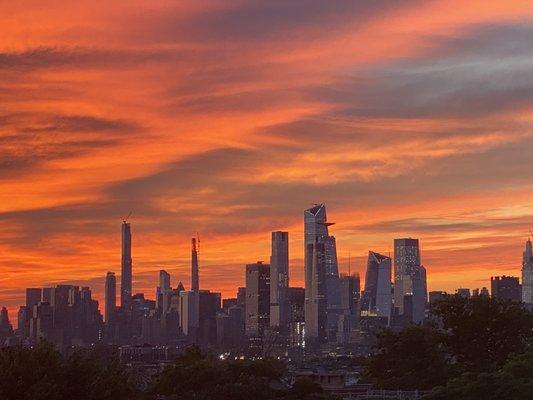 Sunrise, just wows 
 Jersey city heights, 100 feet above Hoboken.