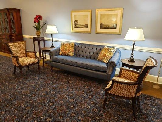 Seating area in a reception center.