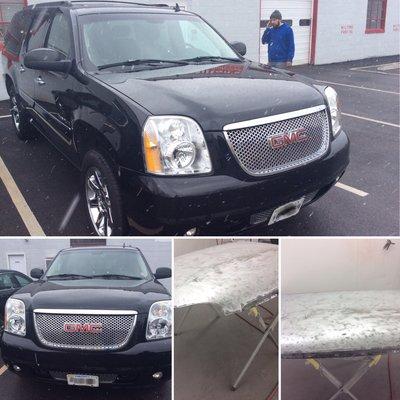 2007 GMC Yukon--stripped and refinished hood and roof--stop by Milton's Paint and Body Shop for a free estimate