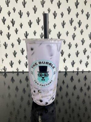 Taro milk tea with tapioca and lychee jelly!Non-dairy and non-Lactaid!