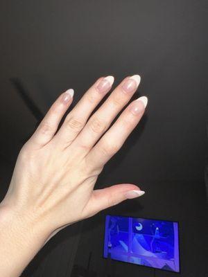 French tip dip nails with chrome.