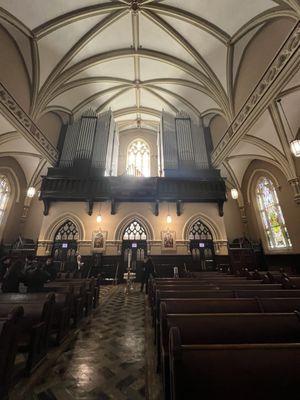 A view of the big, main organ at rear of Mt St Carmel.