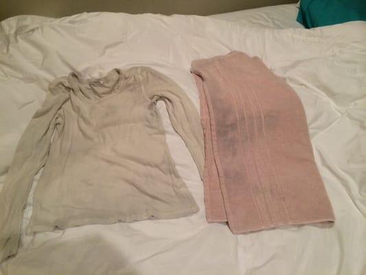 This shirt used to be a nice white And I just bought this pink towel 1 week ago. These are both after their 1st wash @ marinaTK