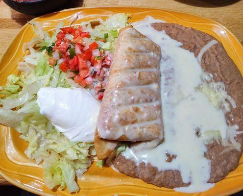 Chimichanga, with extra refried beans