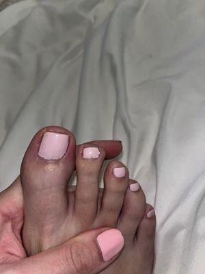 Sloppy toe nail polish